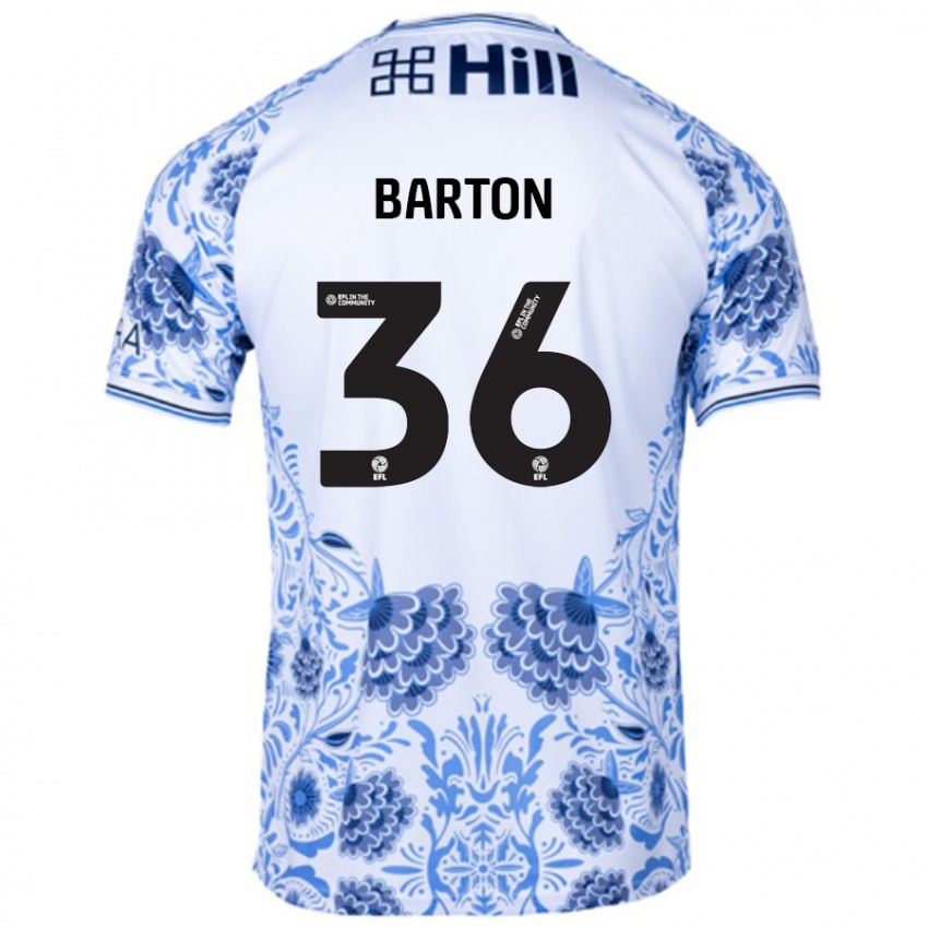 Niño Camiseta Dan Barton #36 Blanco Azul 2ª Equipación 2024/25 La Camisa