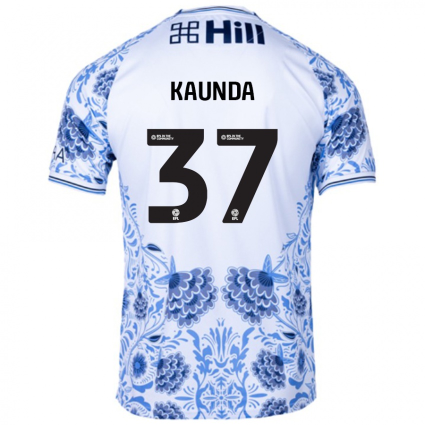 Niño Camiseta Amaru Kaunda #37 Blanco Azul 2ª Equipación 2024/25 La Camisa