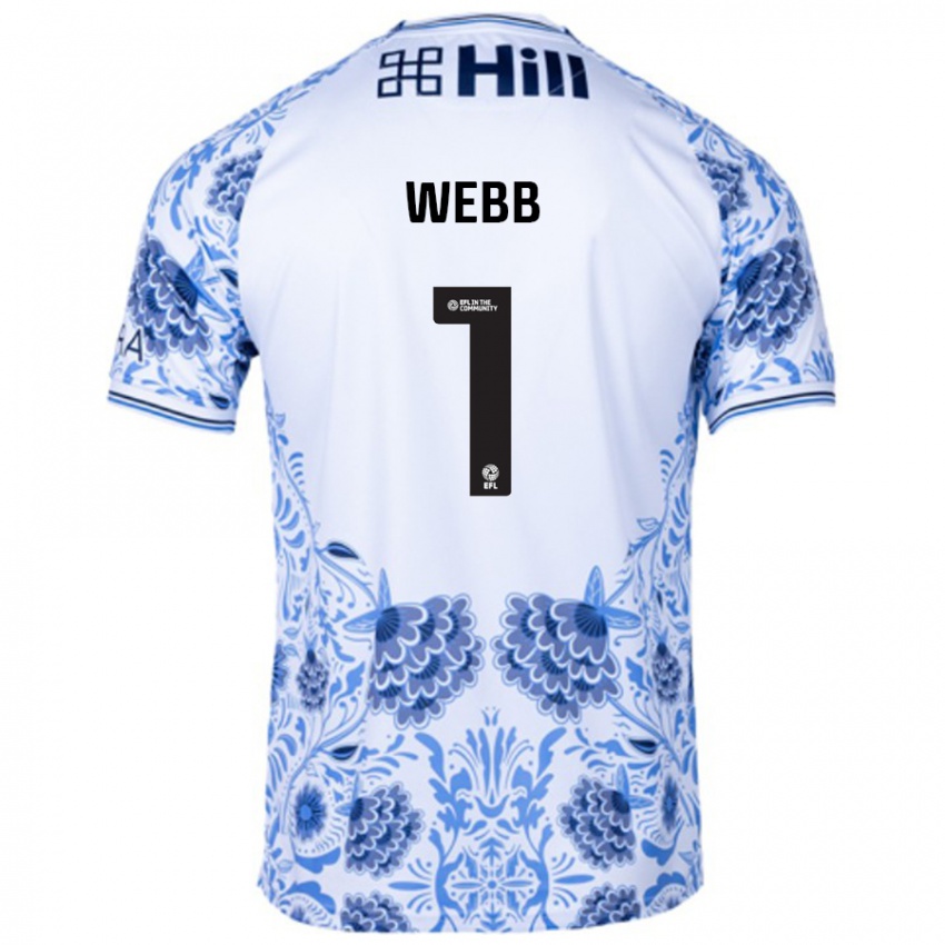 Niño Camiseta Lauren Webb #1 Blanco Azul 2ª Equipación 2024/25 La Camisa