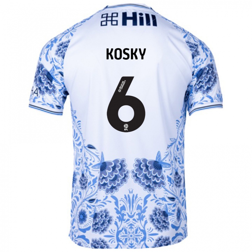 Niño Camiseta Rachel Kosky #6 Blanco Azul 2ª Equipación 2024/25 La Camisa