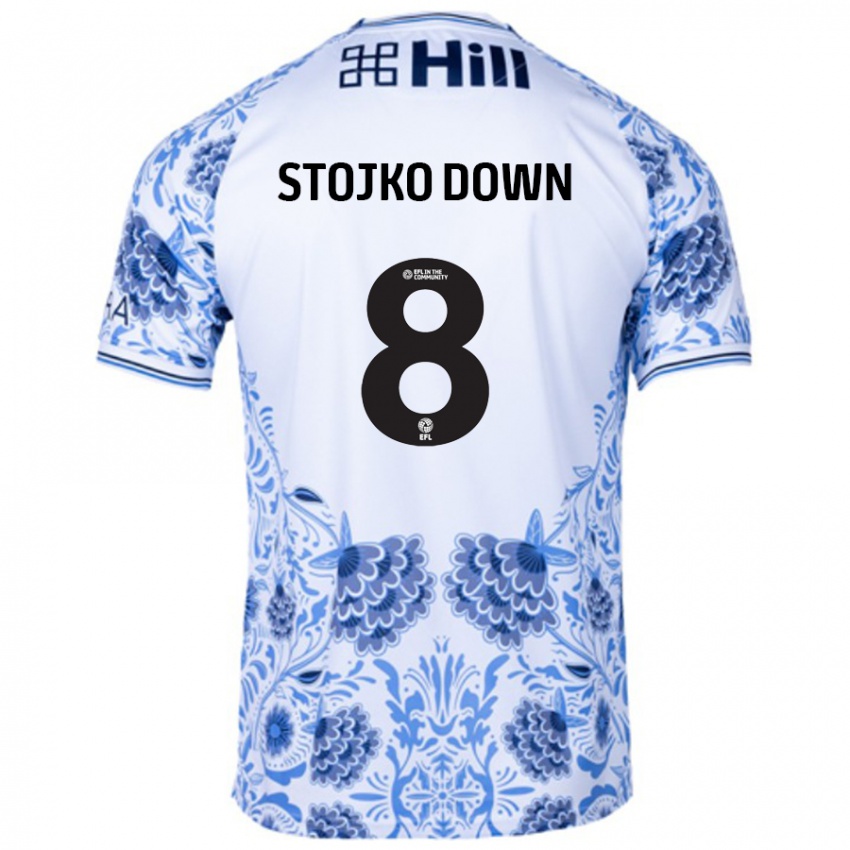 Niño Camiseta Alysha Stojko-Down #8 Blanco Azul 2ª Equipación 2024/25 La Camisa