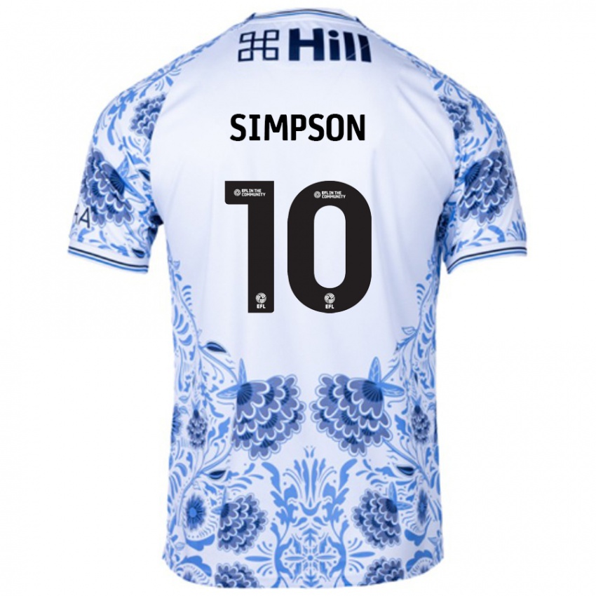 Niño Camiseta Harley-Jean Simpson #10 Blanco Azul 2ª Equipación 2024/25 La Camisa