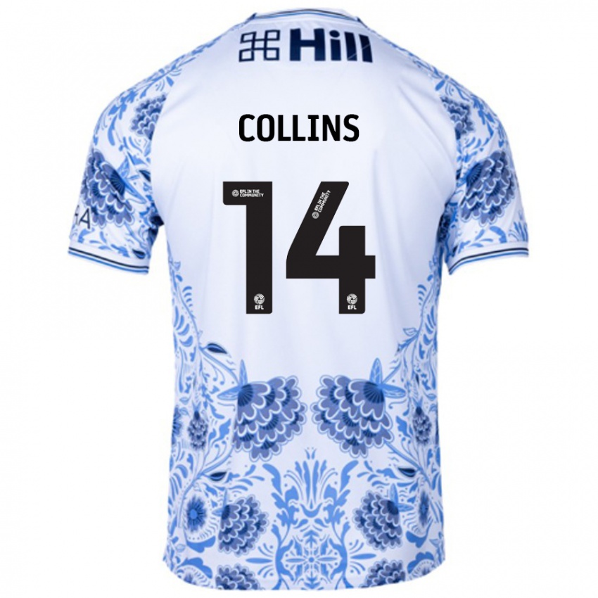 Niño Camiseta Natasha Collins #14 Blanco Azul 2ª Equipación 2024/25 La Camisa