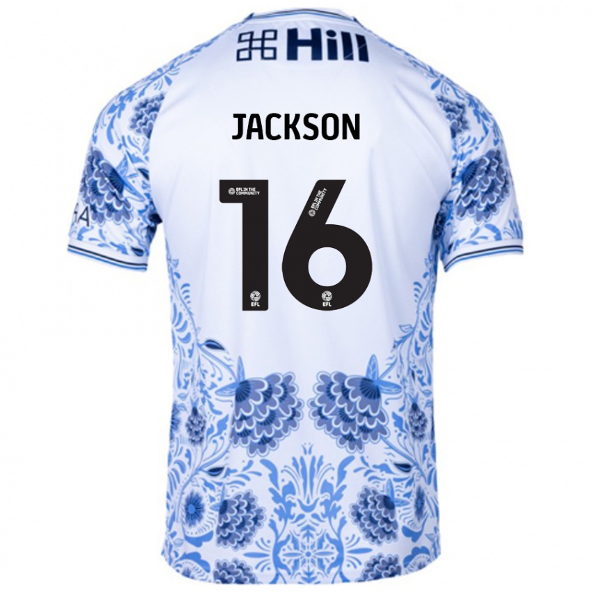 Niño Camiseta Abbie Jackson #16 Blanco Azul 2ª Equipación 2024/25 La Camisa