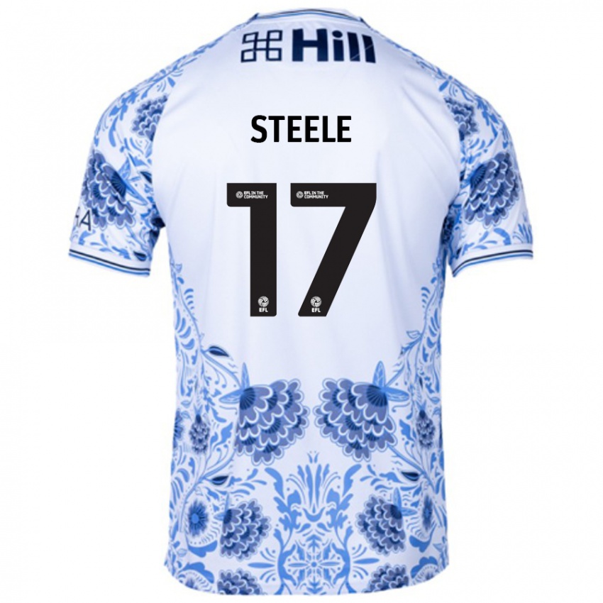 Niño Camiseta Fran Steele #17 Blanco Azul 2ª Equipación 2024/25 La Camisa