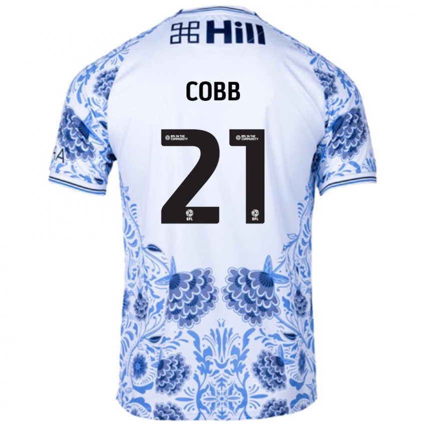 Niño Camiseta Serena Cobb #21 Blanco Azul 2ª Equipación 2024/25 La Camisa