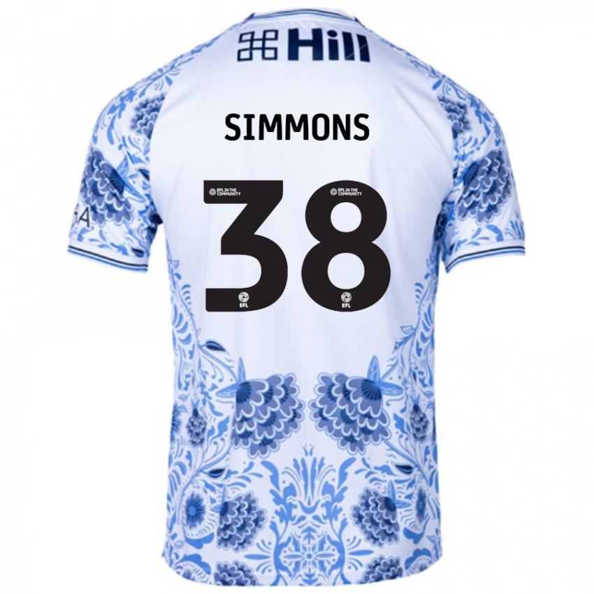 Niño Camiseta Bella Simmons #38 Blanco Azul 2ª Equipación 2024/25 La Camisa