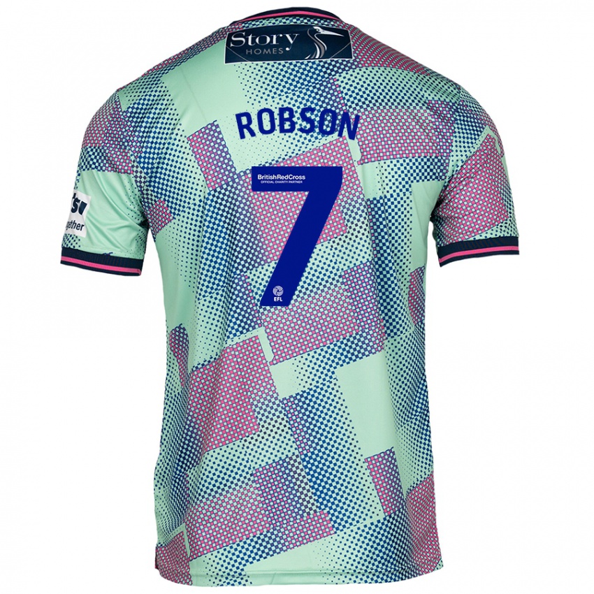 Niño Camiseta Ethan Robson #7 Verde 2ª Equipación 2024/25 La Camisa