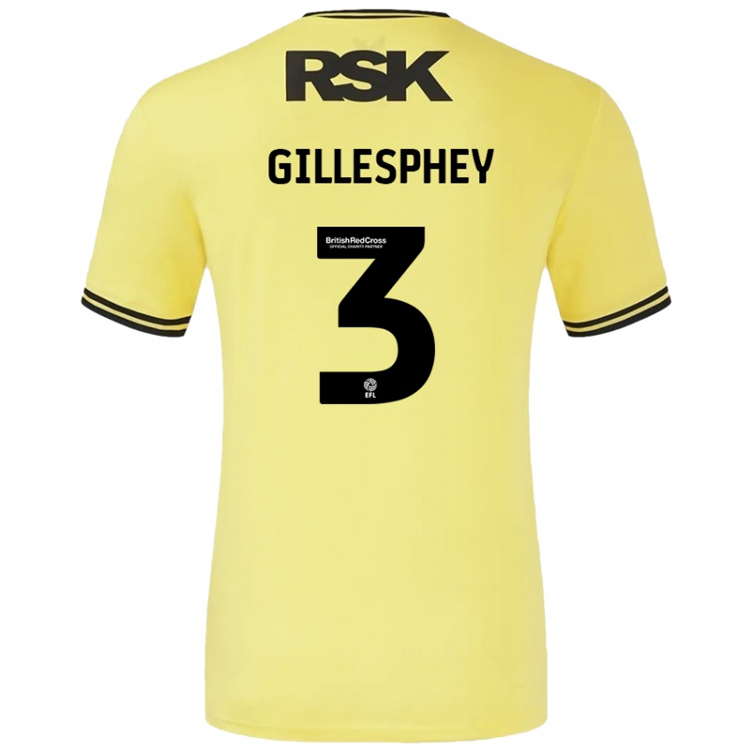 Niño Camiseta Macaulay Gillesphey #3 Amarillo Negro 2ª Equipación 2024/25 La Camisa