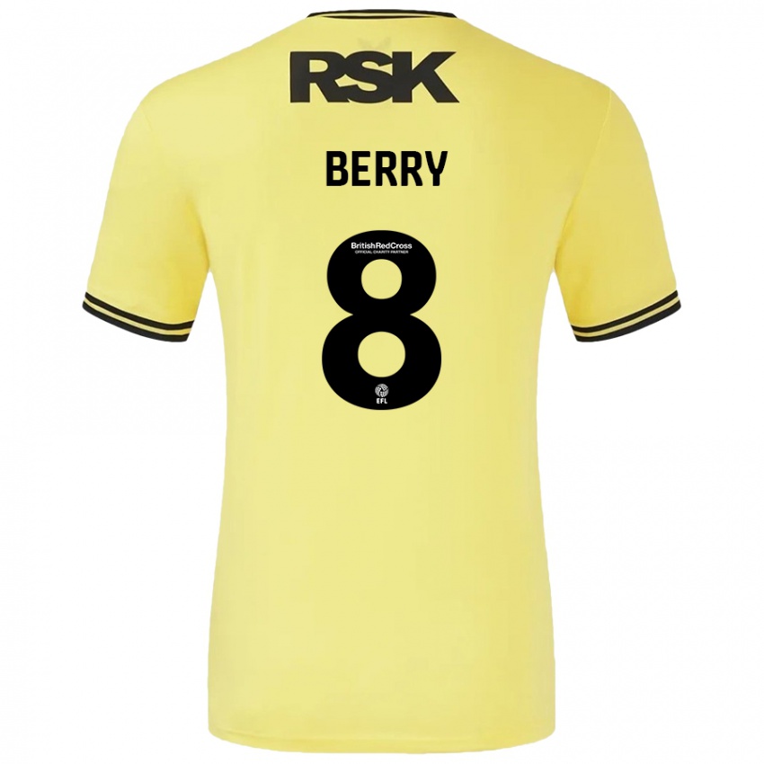 Niño Camiseta Luke Berry #8 Amarillo Negro 2ª Equipación 2024/25 La Camisa