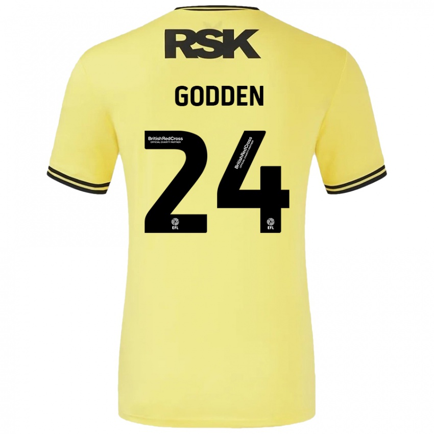 Niño Camiseta Matt Godden #24 Amarillo Negro 2ª Equipación 2024/25 La Camisa