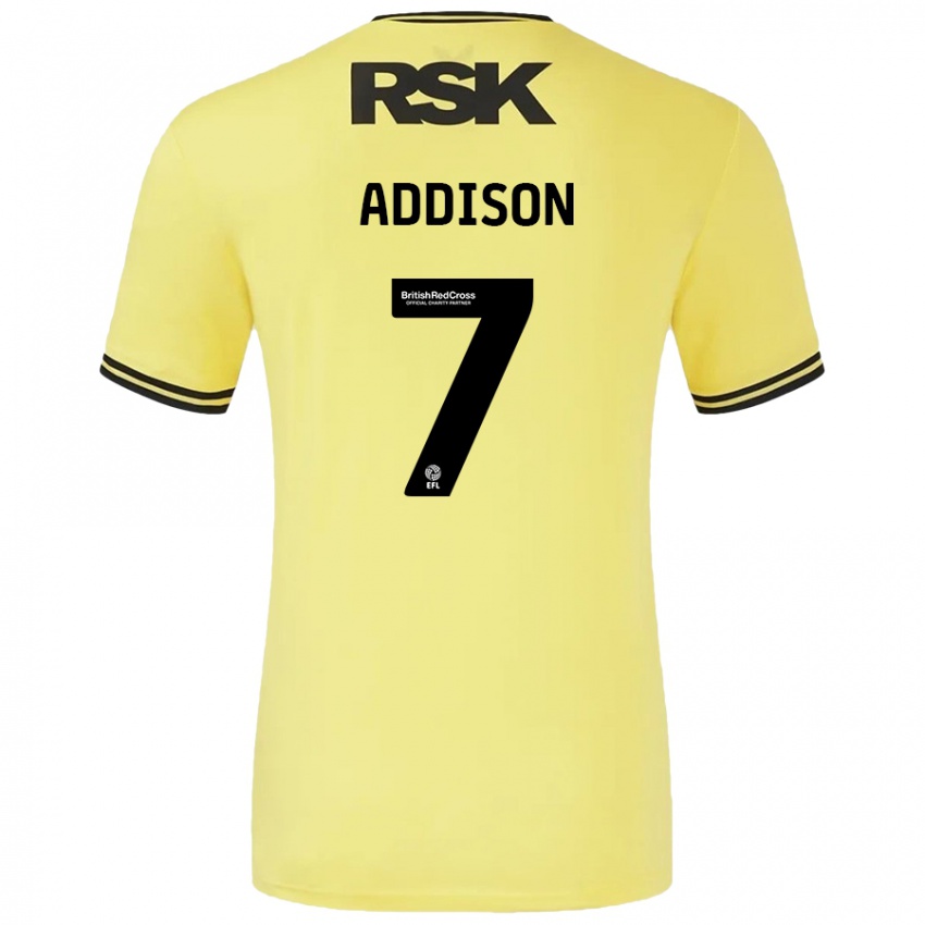 Niño Camiseta Angela Addison #7 Amarillo Negro 2ª Equipación 2024/25 La Camisa