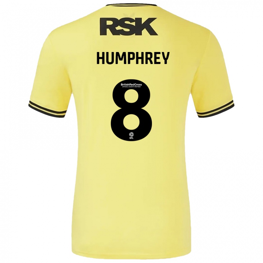 Niño Camiseta Carla Humphrey #8 Amarillo Negro 2ª Equipación 2024/25 La Camisa