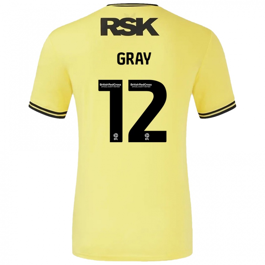 Niño Camiseta Jessica Gray #12 Amarillo Negro 2ª Equipación 2024/25 La Camisa