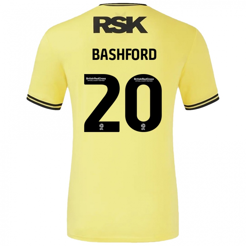 Niño Camiseta Mary Bashford #20 Amarillo Negro 2ª Equipación 2024/25 La Camisa