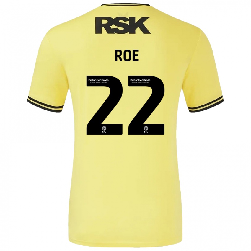 Niño Camiseta Bethan Roe #22 Amarillo Negro 2ª Equipación 2024/25 La Camisa