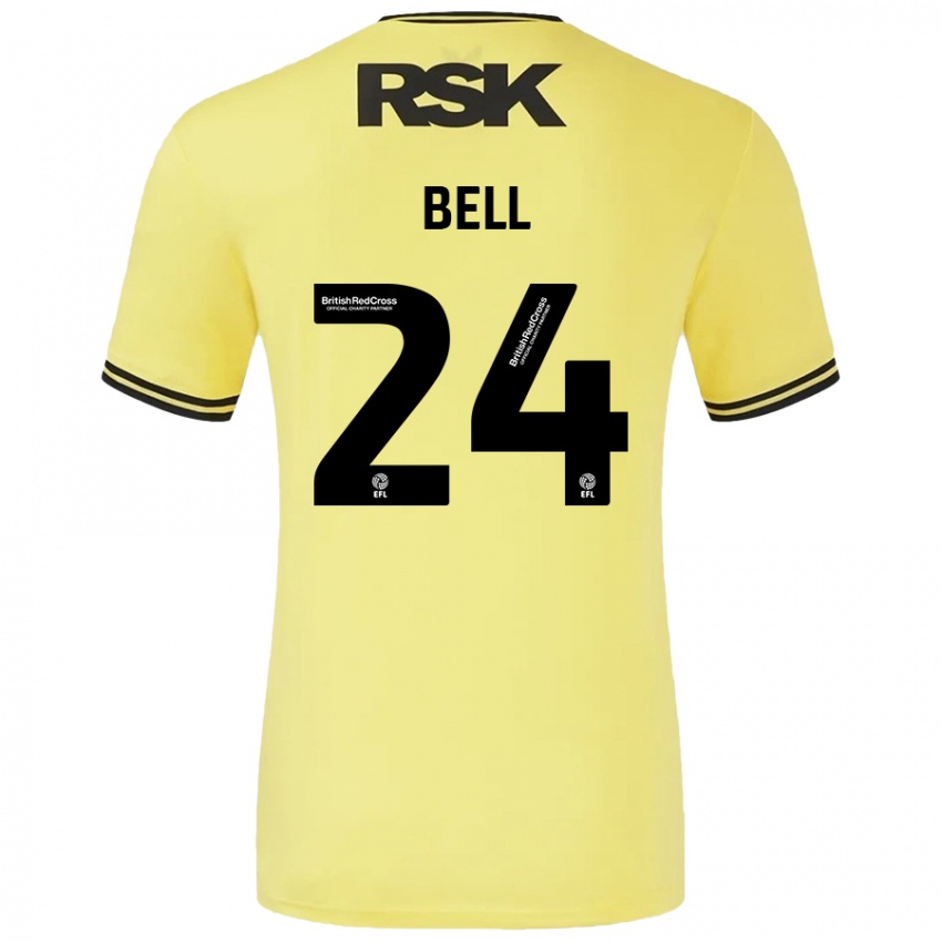 Niño Camiseta Taylor Bell #24 Amarillo Negro 2ª Equipación 2024/25 La Camisa