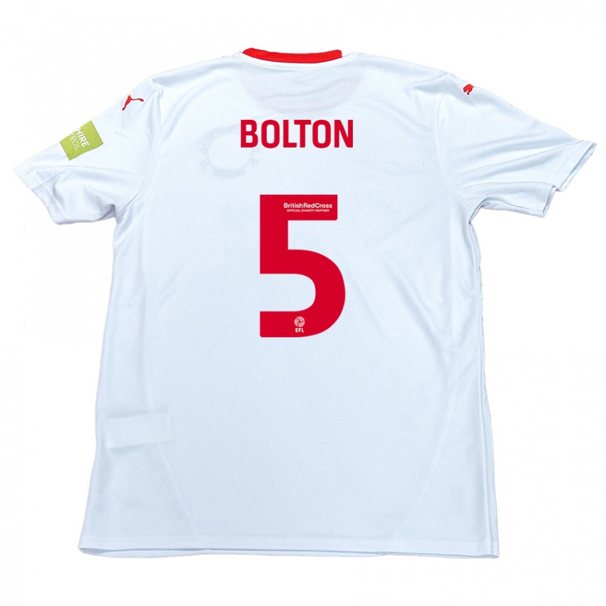 Niño Camiseta James Bolton #5 Blanco 2ª Equipación 2024/25 La Camisa