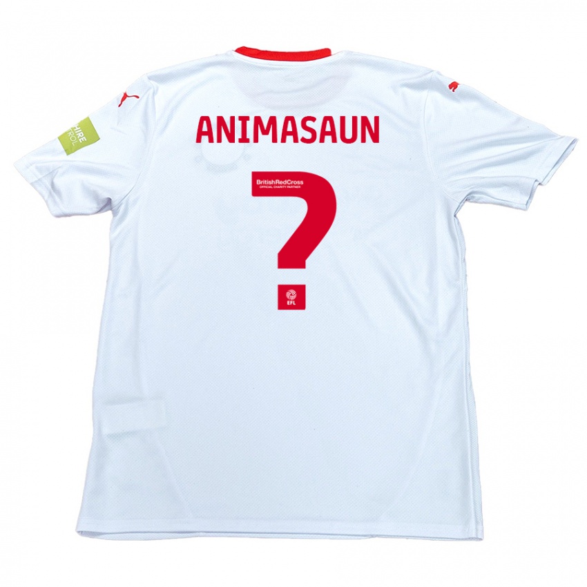 Niño Camiseta David Animasaun #0 Blanco 2ª Equipación 2024/25 La Camisa