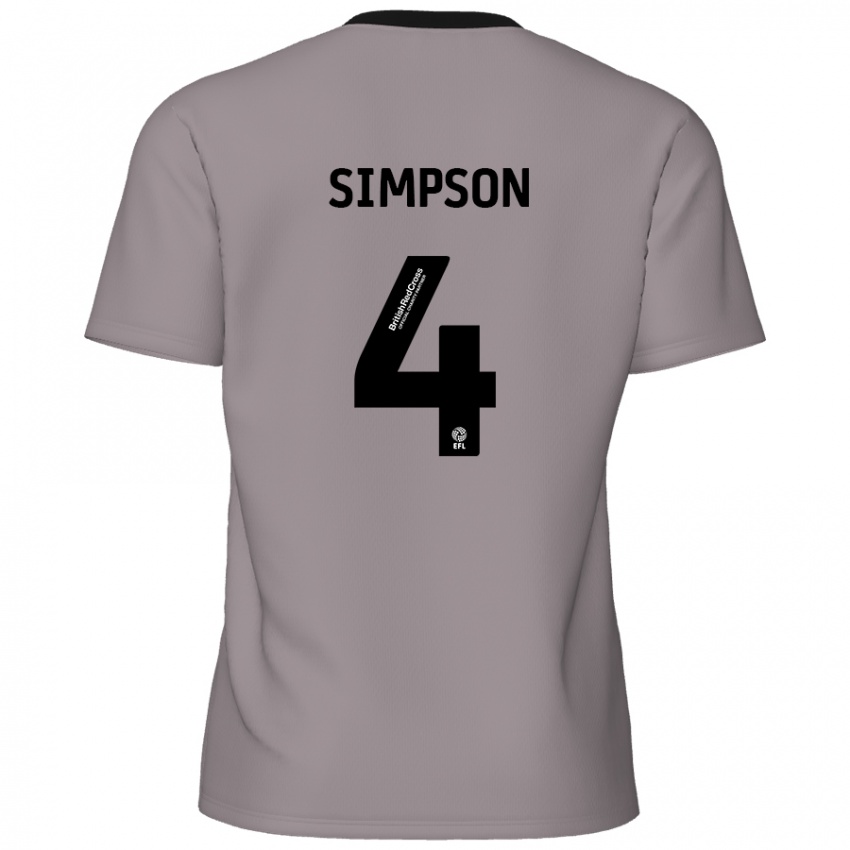 Niño Camiseta Jack Simpson #4 Gris 2ª Equipación 2024/25 La Camisa