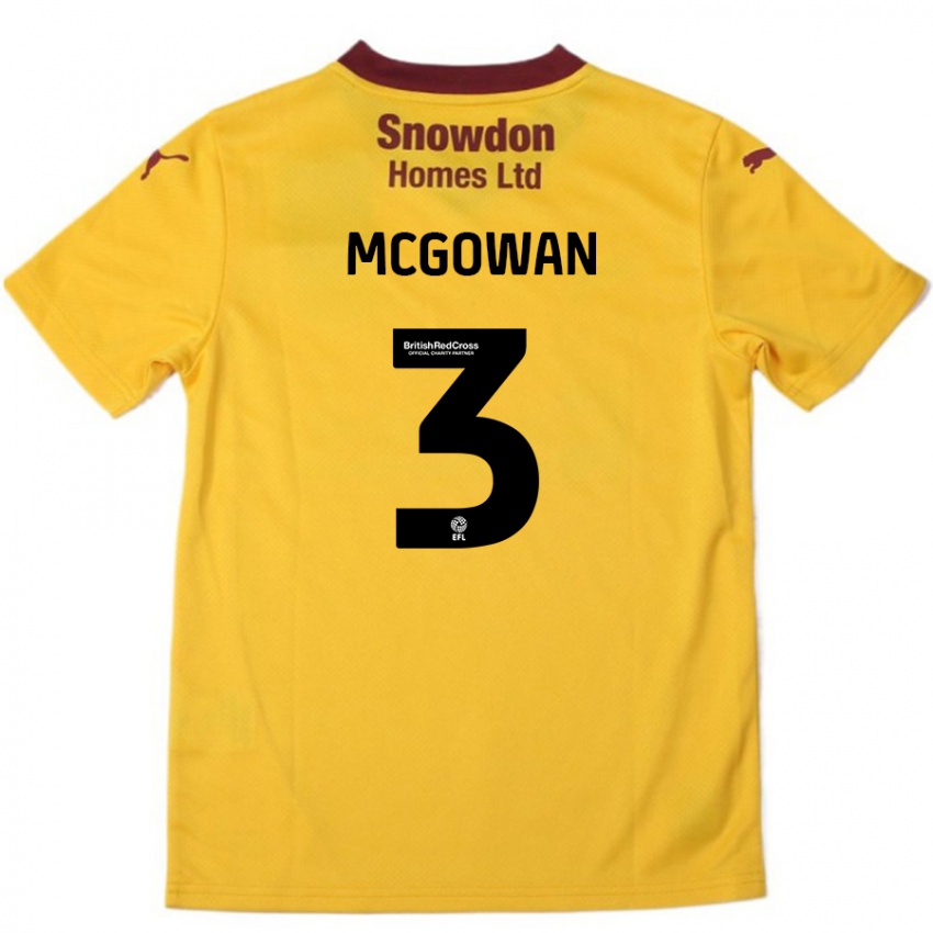 Niño Camiseta Aaron Mcgowan #3 Naranja Borgoña 2ª Equipación 2024/25 La Camisa