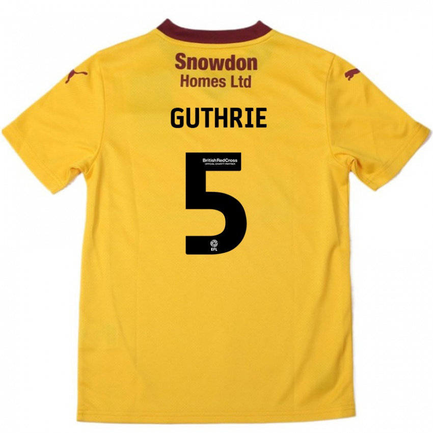 Niño Camiseta Jon Guthrie #5 Naranja Borgoña 2ª Equipación 2024/25 La Camisa