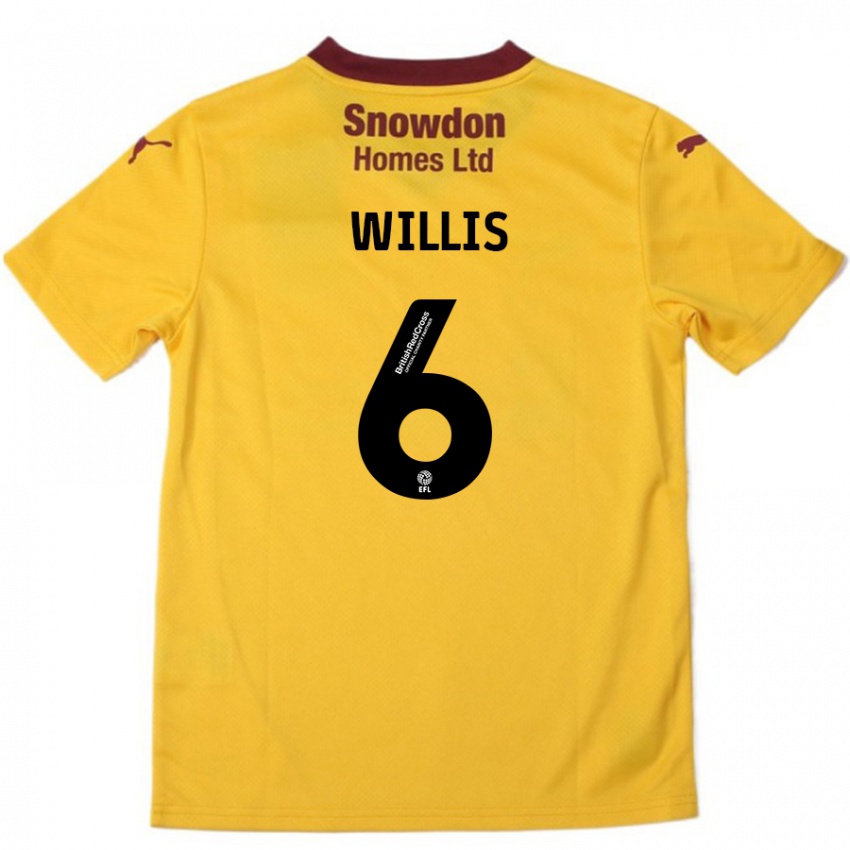 Niño Camiseta Jordan Willis #6 Naranja Borgoña 2ª Equipación 2024/25 La Camisa