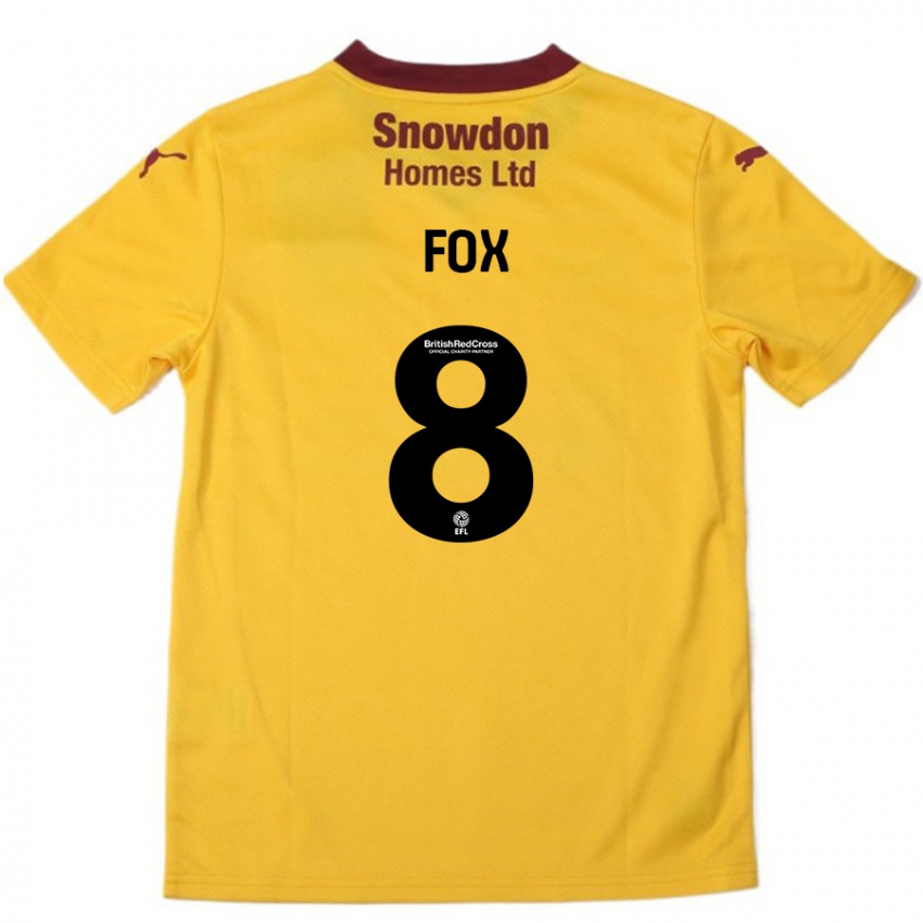 Niño Camiseta Ben Fox #8 Naranja Borgoña 2ª Equipación 2024/25 La Camisa