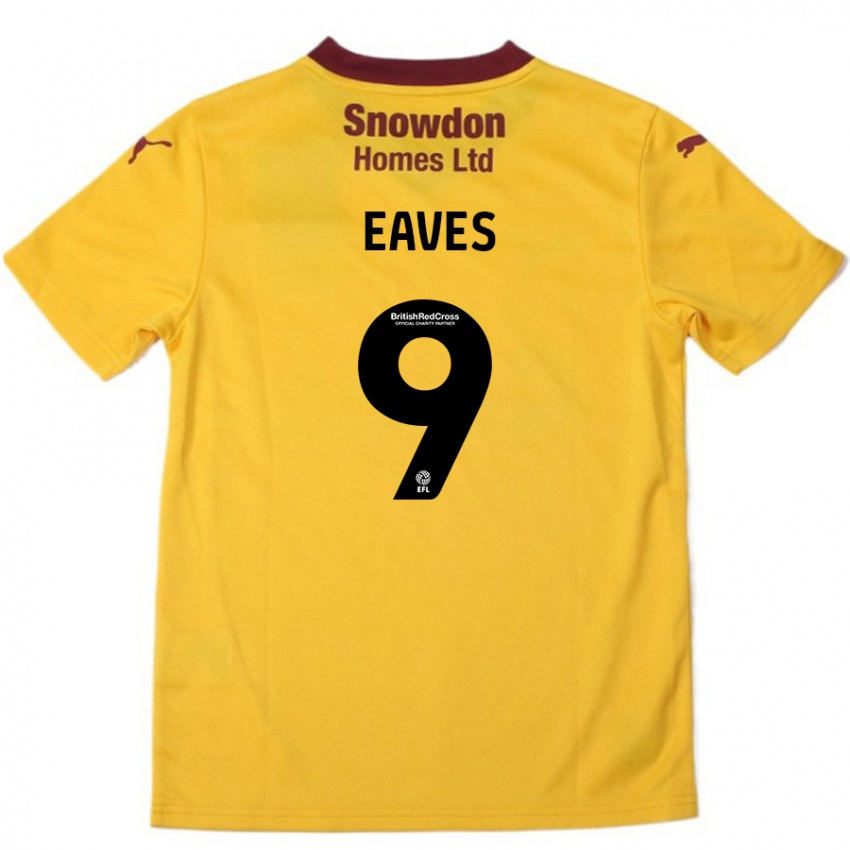 Niño Camiseta Tom Eaves #9 Naranja Borgoña 2ª Equipación 2024/25 La Camisa