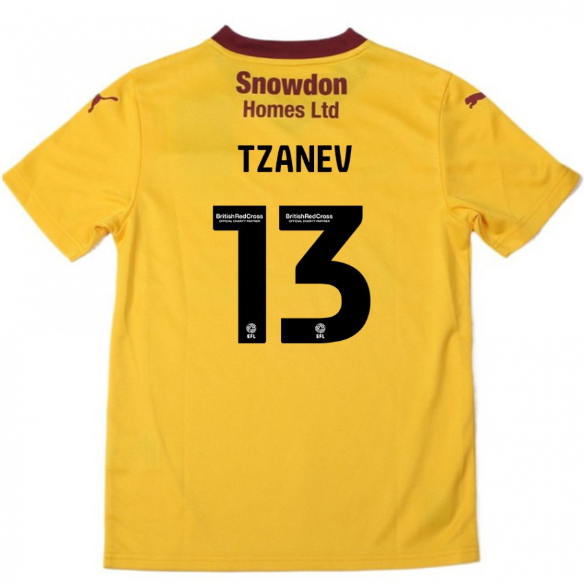 Niño Camiseta Nik Tzanev #13 Naranja Borgoña 2ª Equipación 2024/25 La Camisa