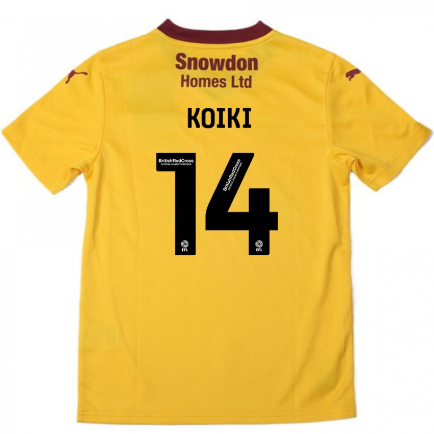 Niño Camiseta Ali Koiki #14 Naranja Borgoña 2ª Equipación 2024/25 La Camisa