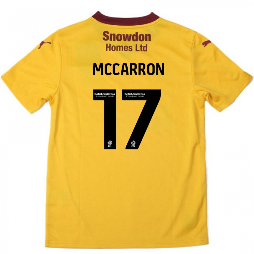 Niño Camiseta Liam Mccarron #17 Naranja Borgoña 2ª Equipación 2024/25 La Camisa