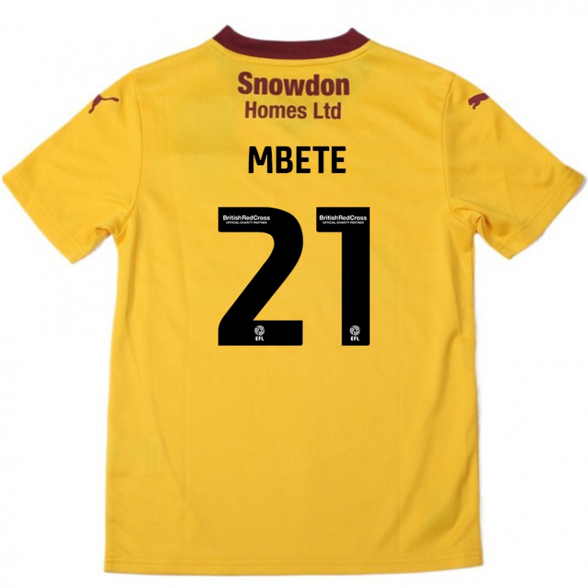 Niño Camiseta Luke Mbete #21 Naranja Borgoña 2ª Equipación 2024/25 La Camisa