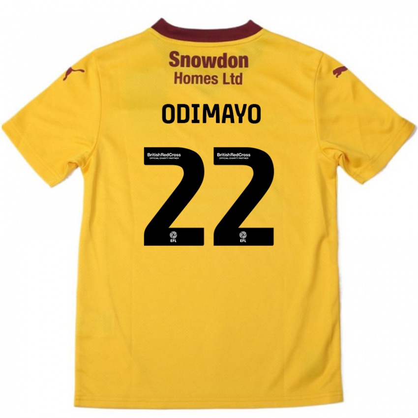 Niño Camiseta Akin Odimayo #22 Naranja Borgoña 2ª Equipación 2024/25 La Camisa