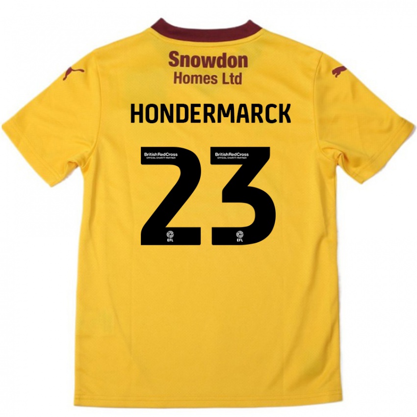 Niño Camiseta William Hondermarck #23 Naranja Borgoña 2ª Equipación 2024/25 La Camisa