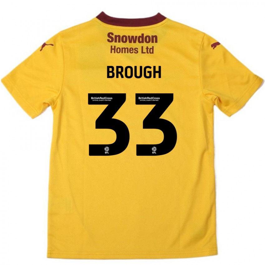 Niño Camiseta Patrick Brough #33 Naranja Borgoña 2ª Equipación 2024/25 La Camisa