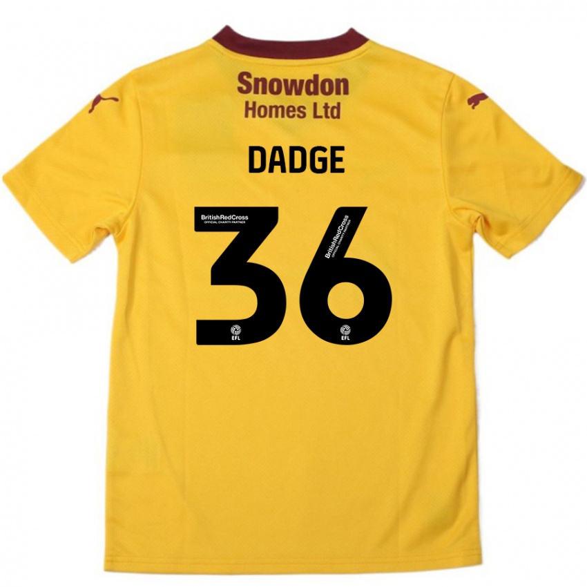 Niño Camiseta James Dadge #36 Naranja Borgoña 2ª Equipación 2024/25 La Camisa