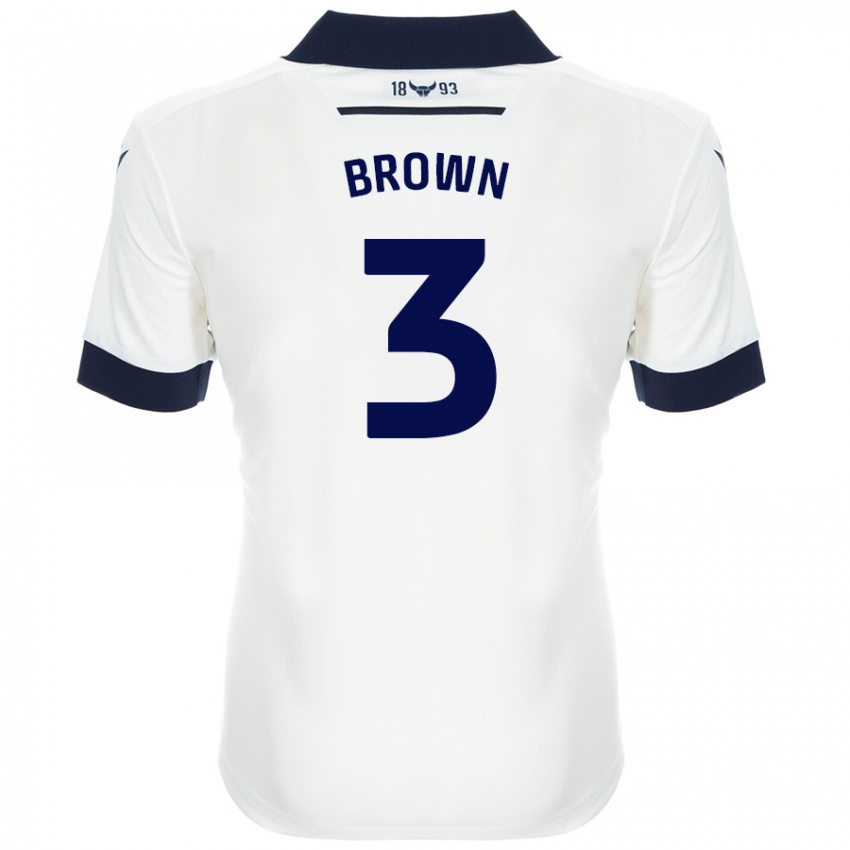 Niño Camiseta Ciaron Brown #3 Blanco Azul Marino 2ª Equipación 2024/25 La Camisa