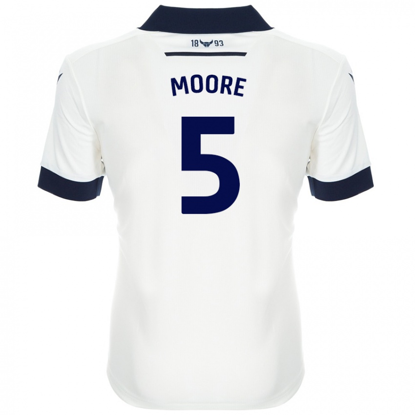 Niño Camiseta Elliott Moore #5 Blanco Azul Marino 2ª Equipación 2024/25 La Camisa