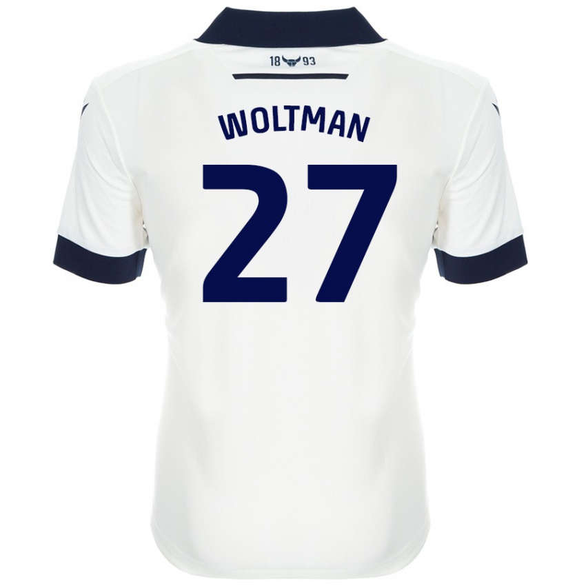 Niño Camiseta Max Woltman #27 Blanco Azul Marino 2ª Equipación 2024/25 La Camisa