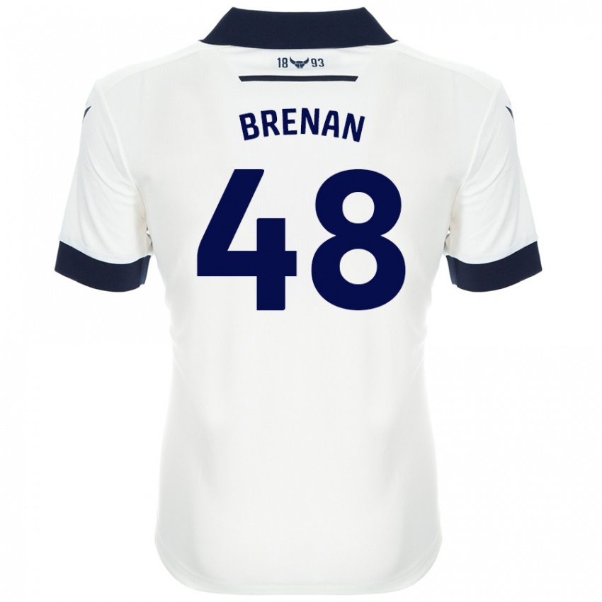 Niño Camiseta Tobias Brenan #48 Blanco Azul Marino 2ª Equipación 2024/25 La Camisa