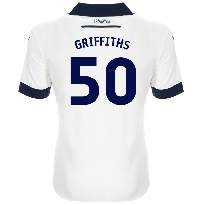 Niño Camiseta Louis Griffiths #50 Blanco Azul Marino 2ª Equipación 2024/25 La Camisa