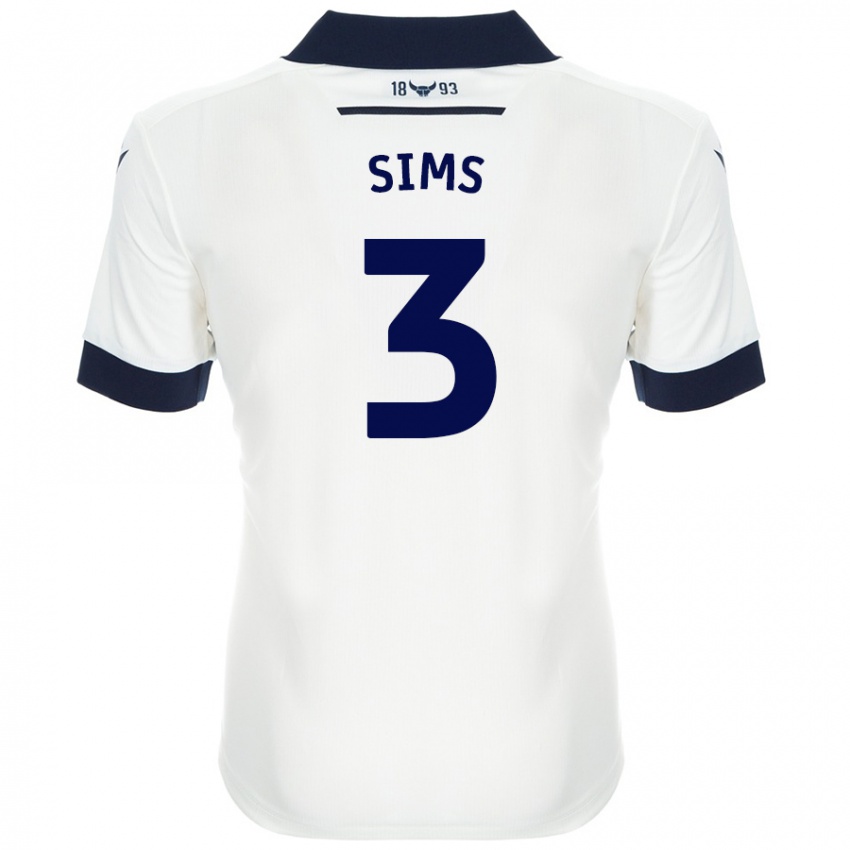 Niño Camiseta Gemma Sims #3 Blanco Azul Marino 2ª Equipación 2024/25 La Camisa