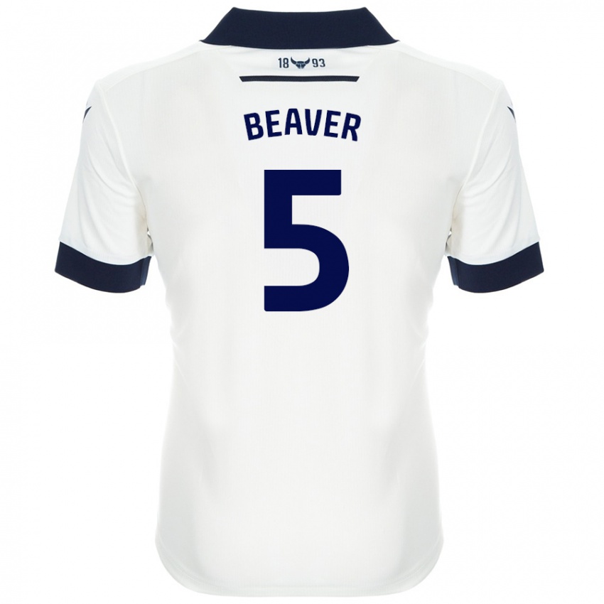 Niño Camiseta Catherine Beaver #5 Blanco Azul Marino 2ª Equipación 2024/25 La Camisa