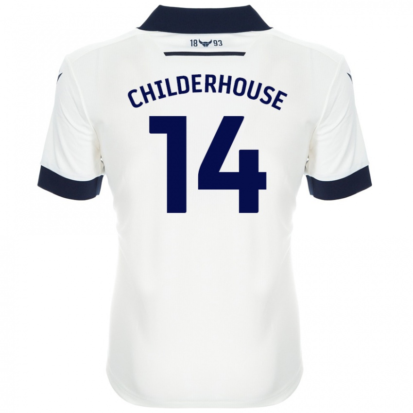 Niño Camiseta Molly Childerhouse #14 Blanco Azul Marino 2ª Equipación 2024/25 La Camisa