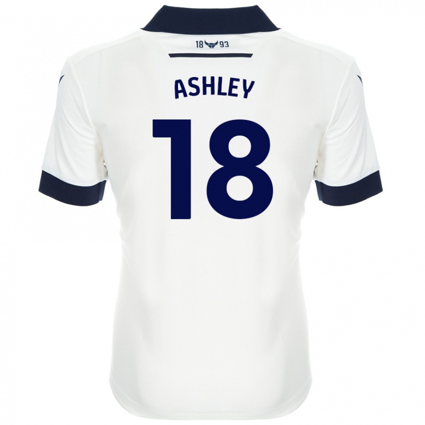 Niño Camiseta Alex Ashley #18 Blanco Azul Marino 2ª Equipación 2024/25 La Camisa