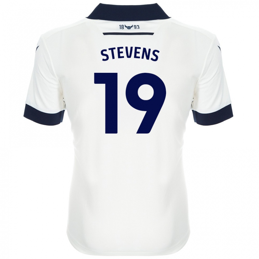 Niño Camiseta Lily Stevens #19 Blanco Azul Marino 2ª Equipación 2024/25 La Camisa