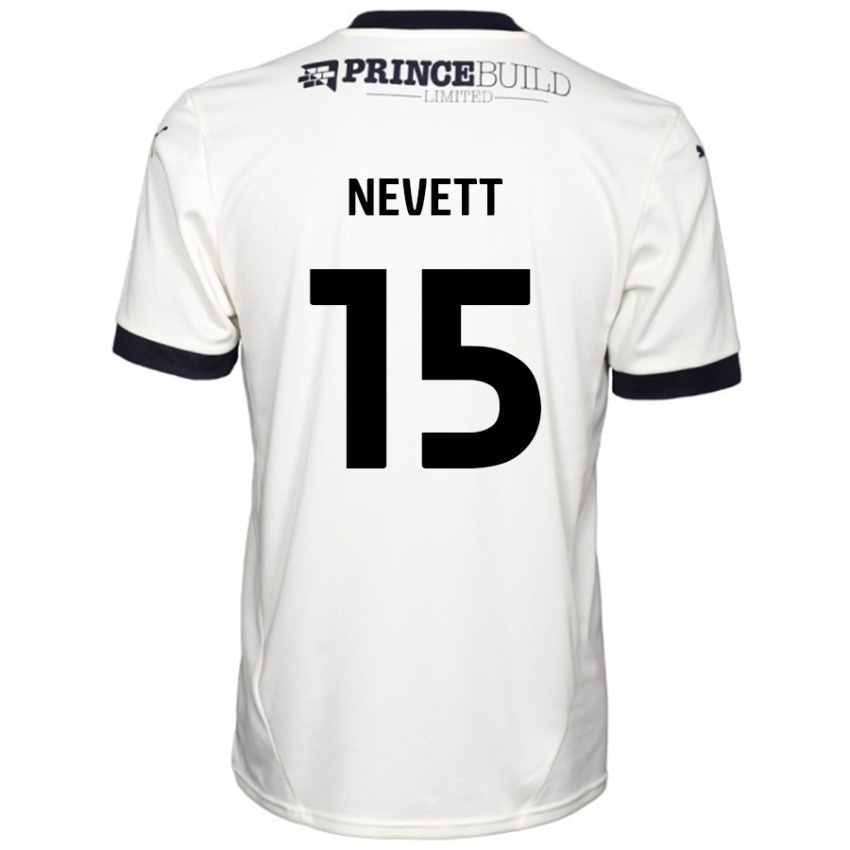 Niño Camiseta George Nevett #15 Blanquecino Negro 2ª Equipación 2024/25 La Camisa