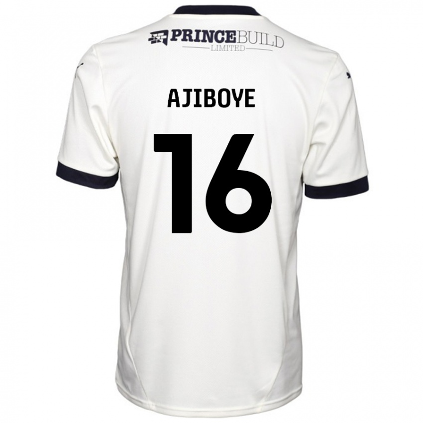 Niño Camiseta David Ajiboye #16 Blanquecino Negro 2ª Equipación 2024/25 La Camisa