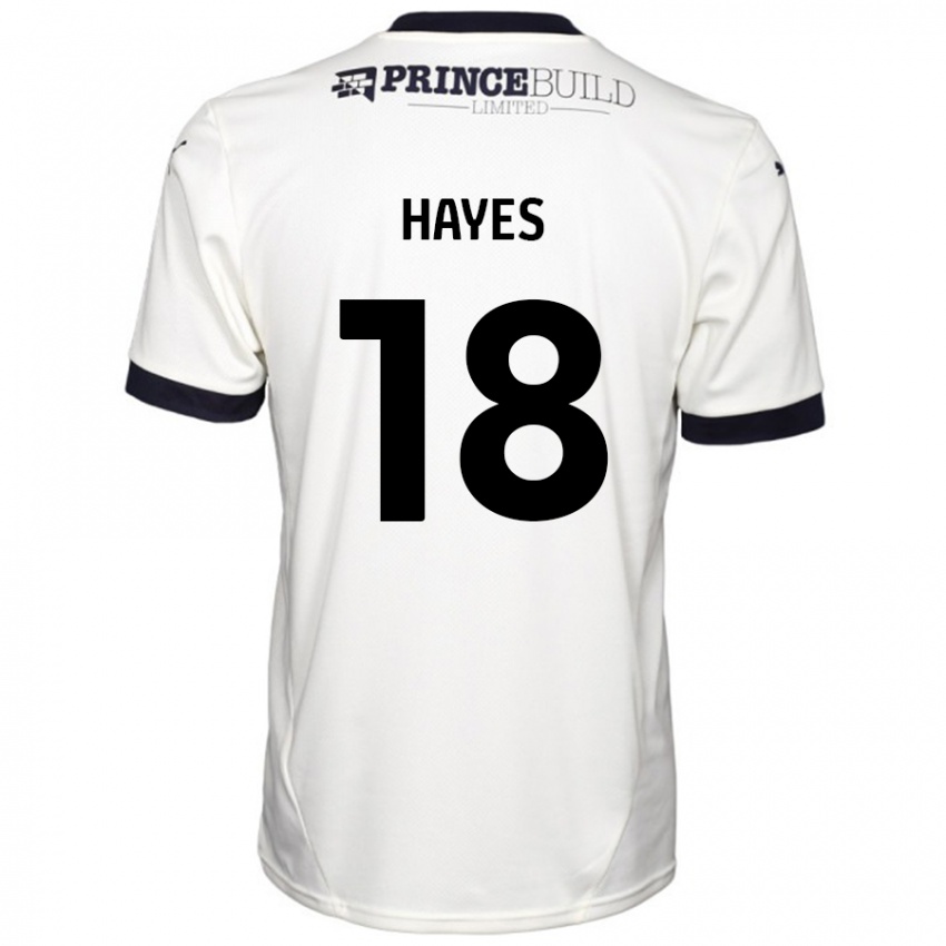 Niño Camiseta Cian Hayes #18 Blanquecino Negro 2ª Equipación 2024/25 La Camisa